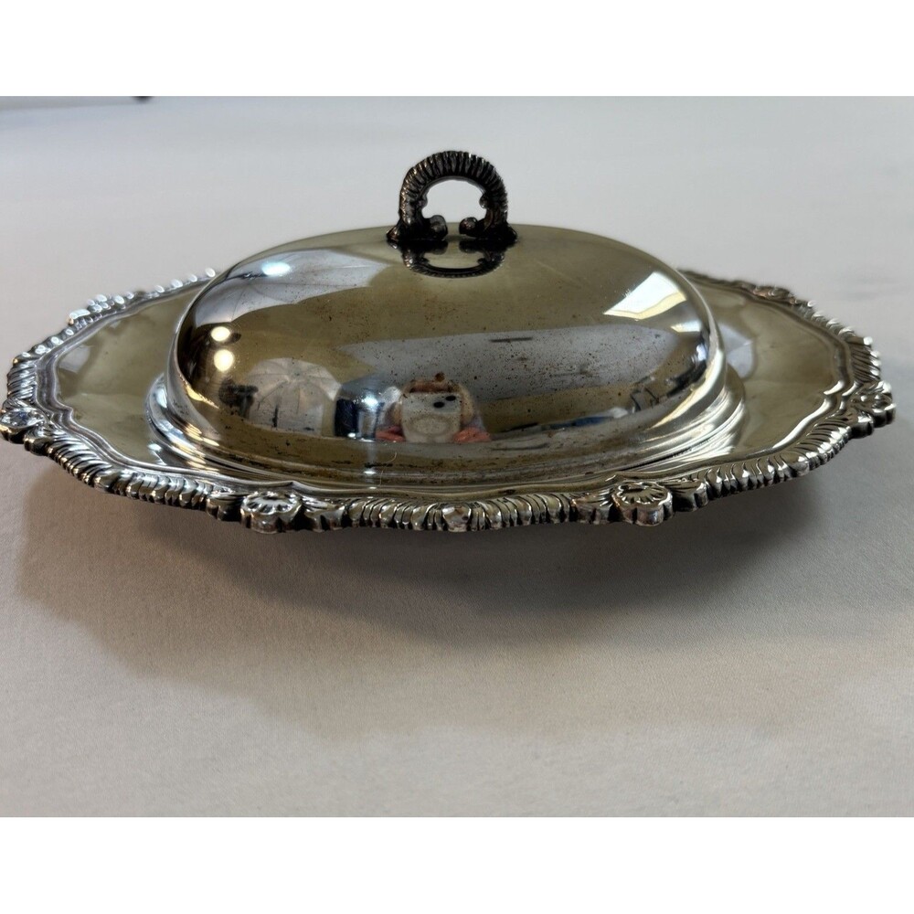 Vintage Quadruple Silver On Copper Dish & Lid, Roslyn Silver Taunton MA 7โX5โ